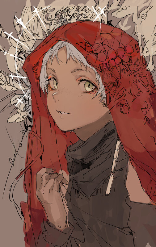 Anime Character with Red Hood — Dramatic