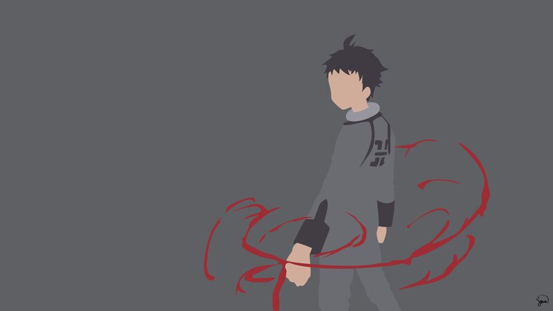 Anime Character with Red Lines — Gray