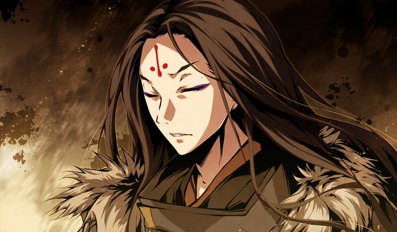 anime character with red markings