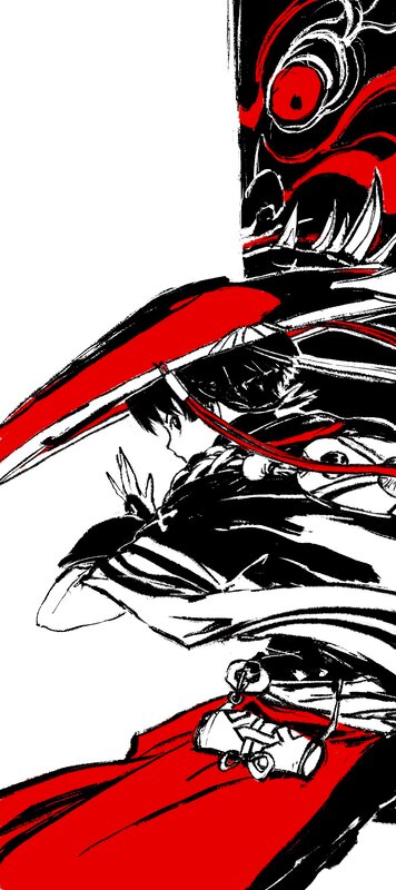 Anime Character with Red Mask — Black