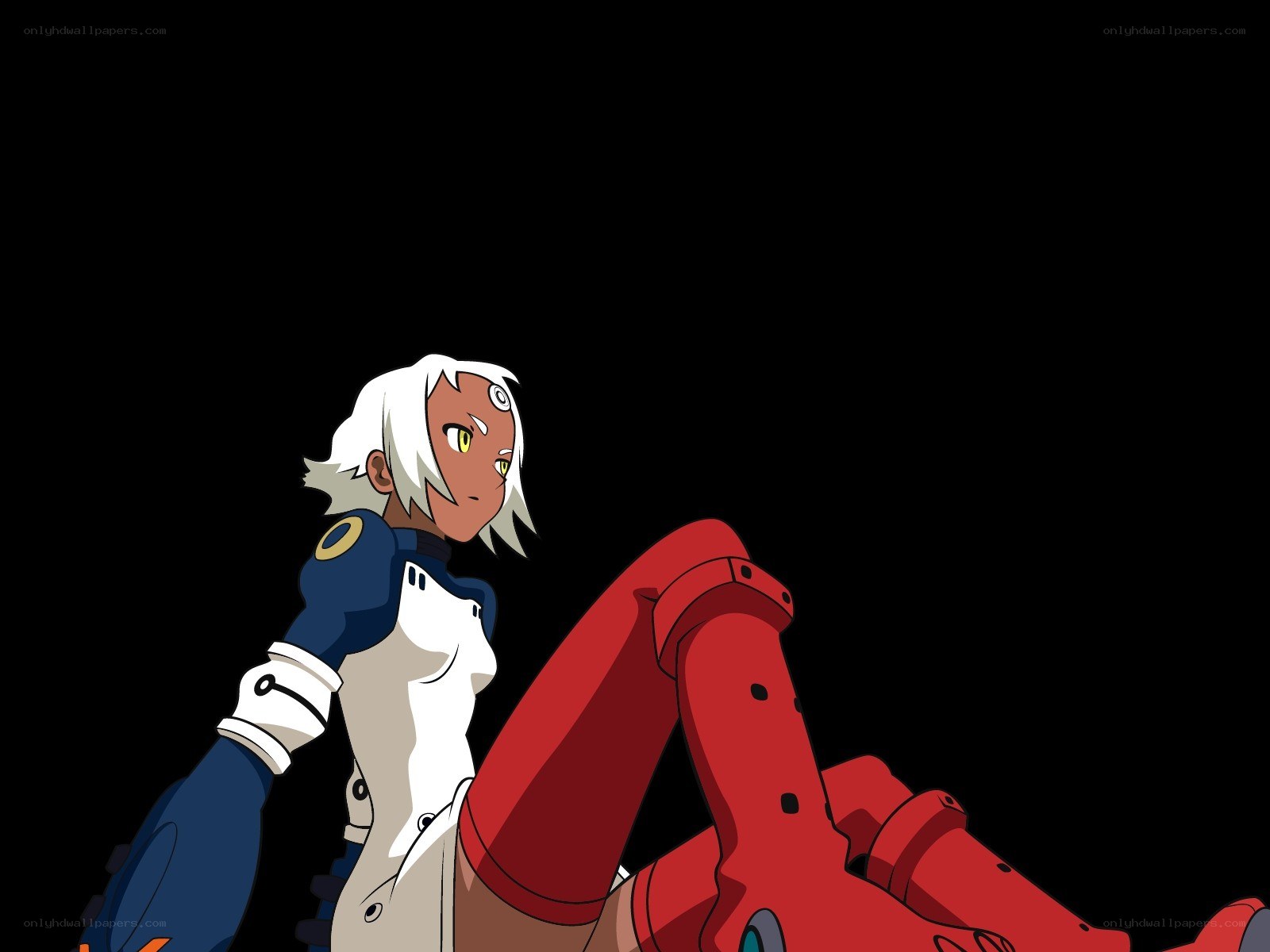 anime character with red mech