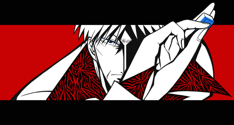 anime character with red pattern