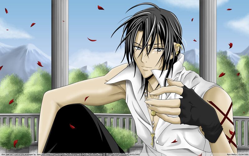 Anime character with red petals