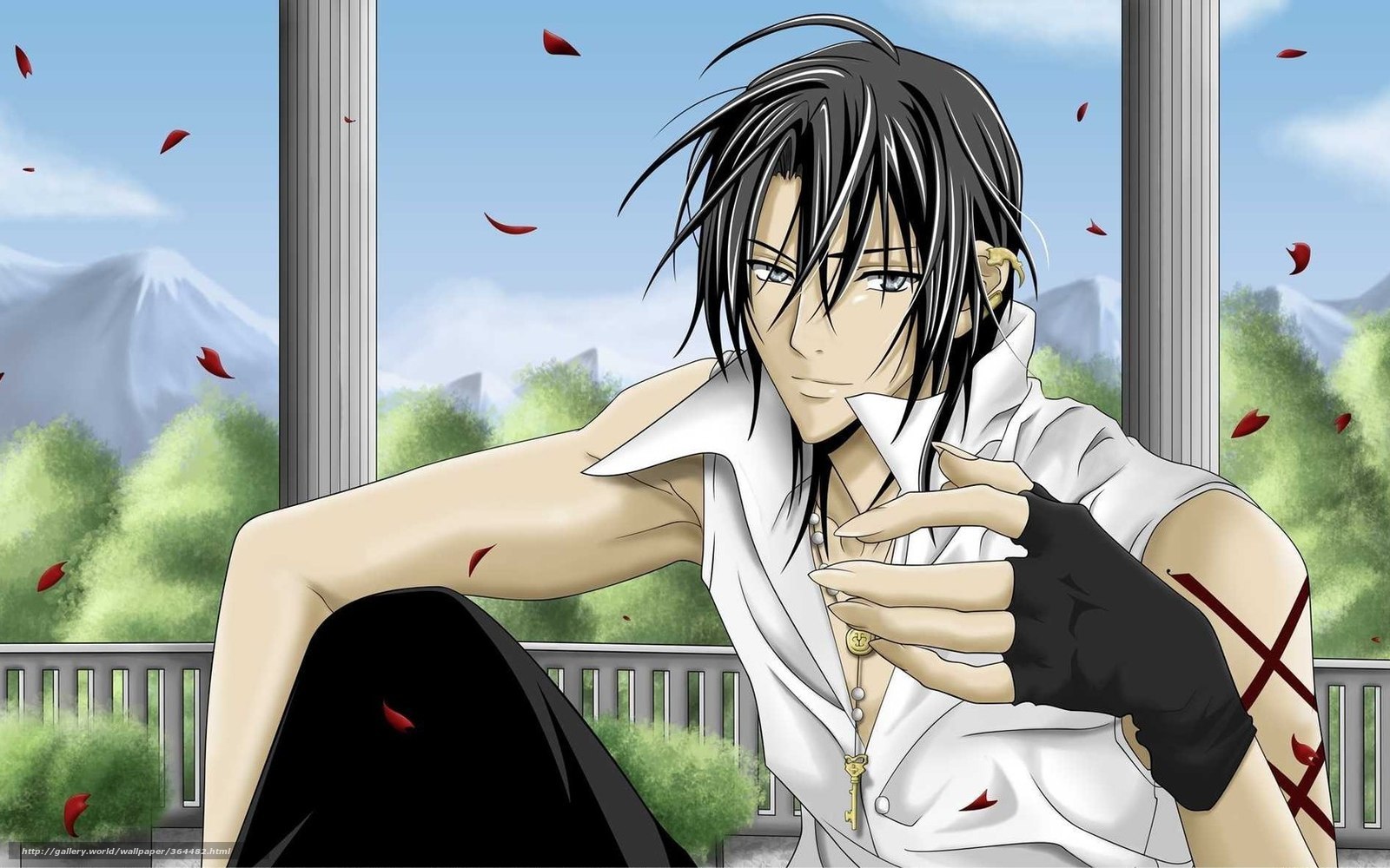 anime character with red petals