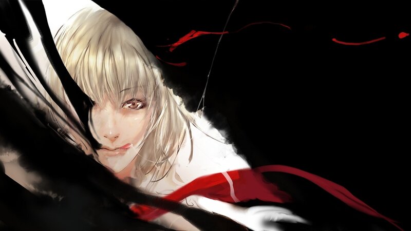 anime character with red ribbon