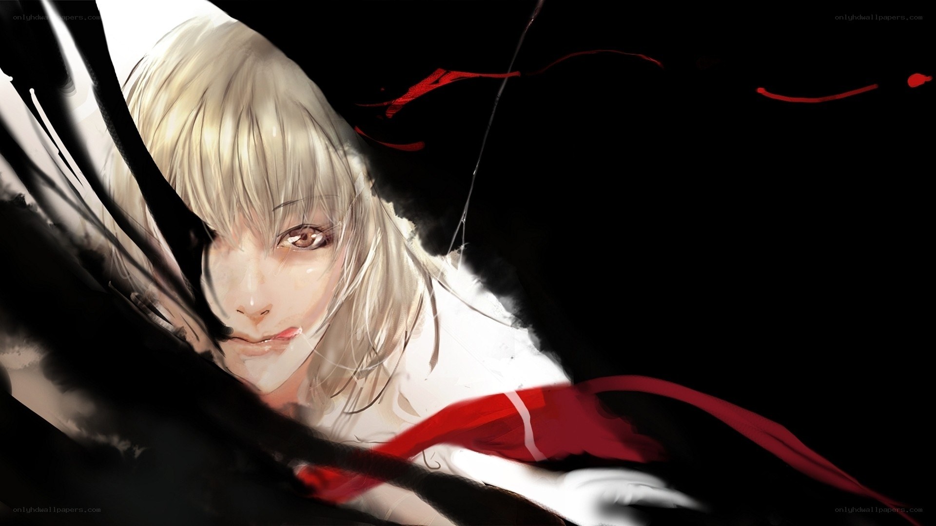 anime character with red ribbon