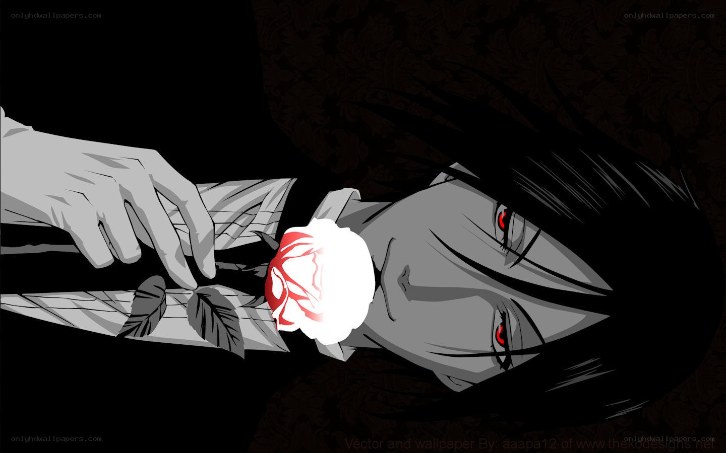 anime character with red rose