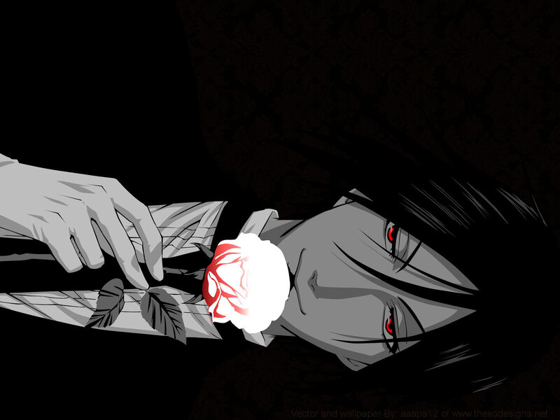 Anime character with red rose