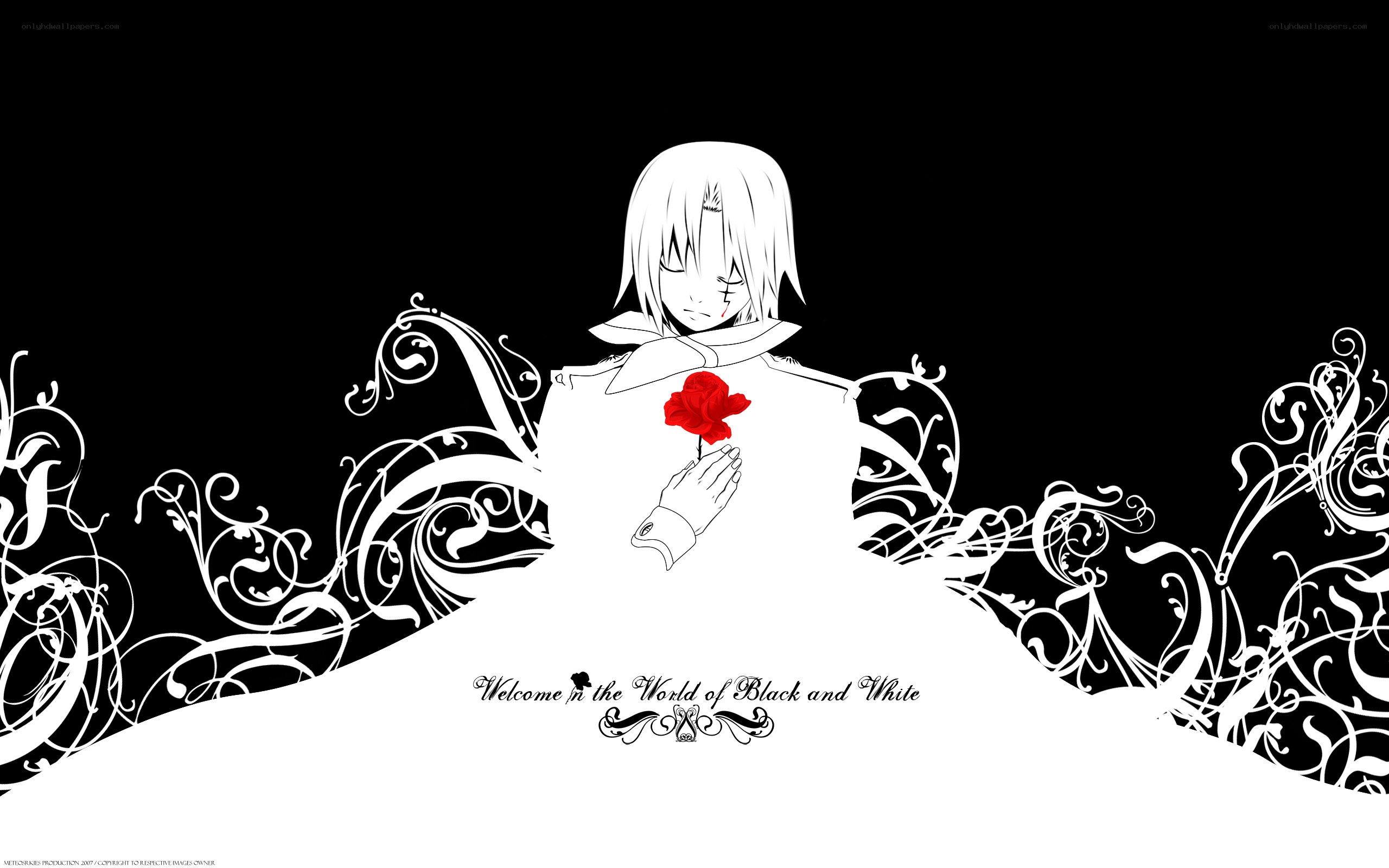 anime character with red rose