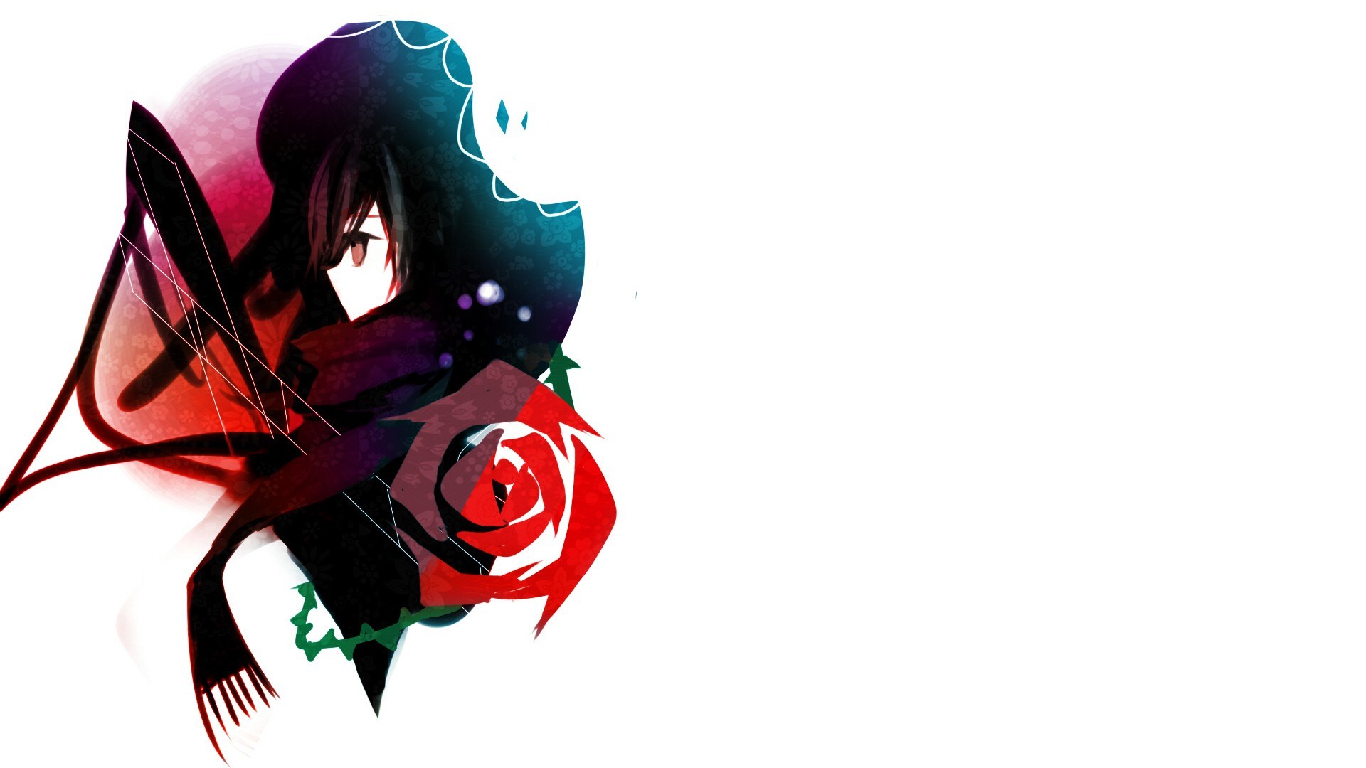 anime character with red rose