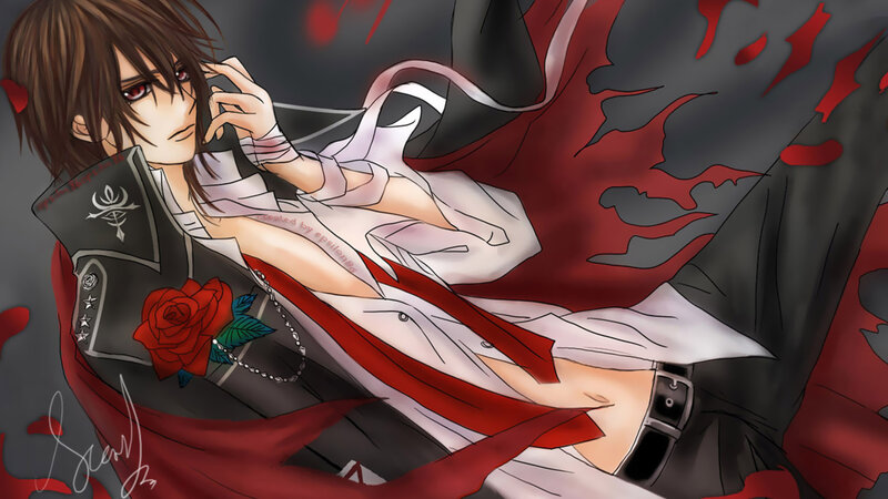 Anime Character with Red Rose — Black