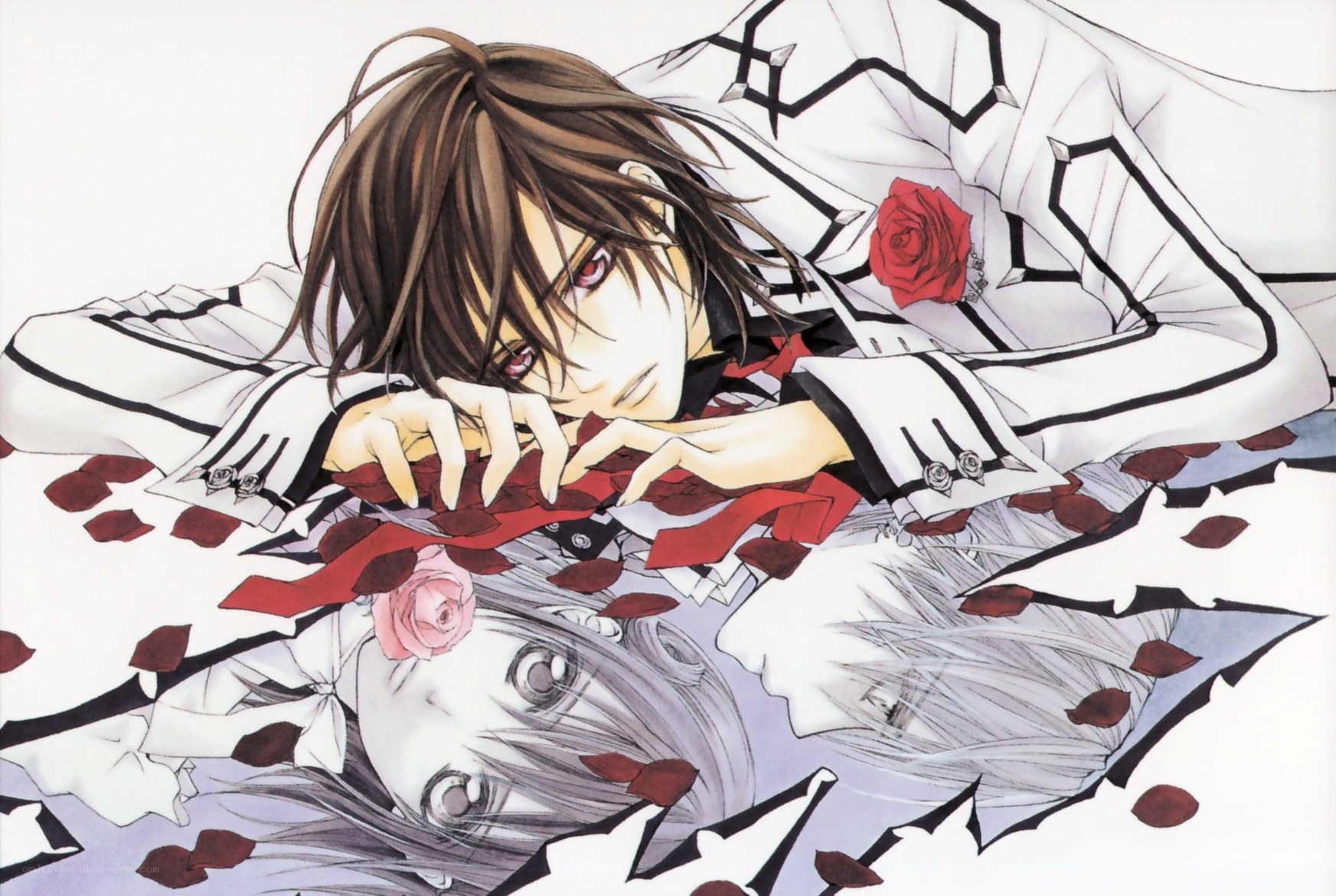 Anime character with red rose