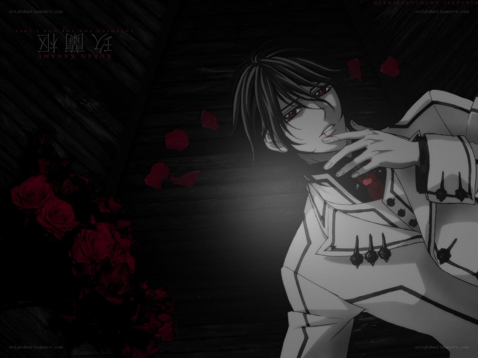 Anime character with red roses