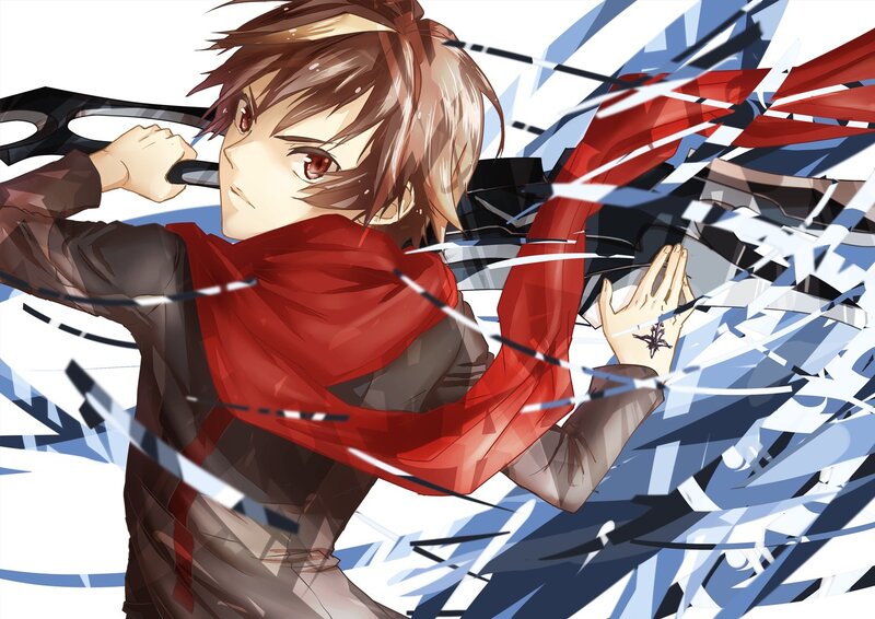 anime character with red scarf