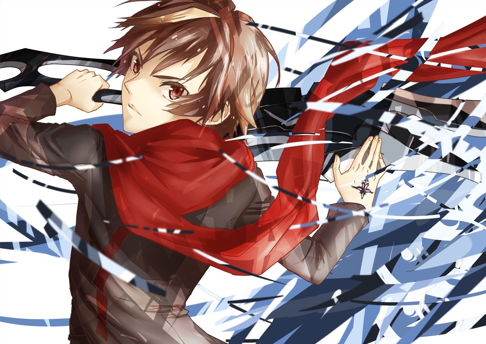 anime character with red scarf