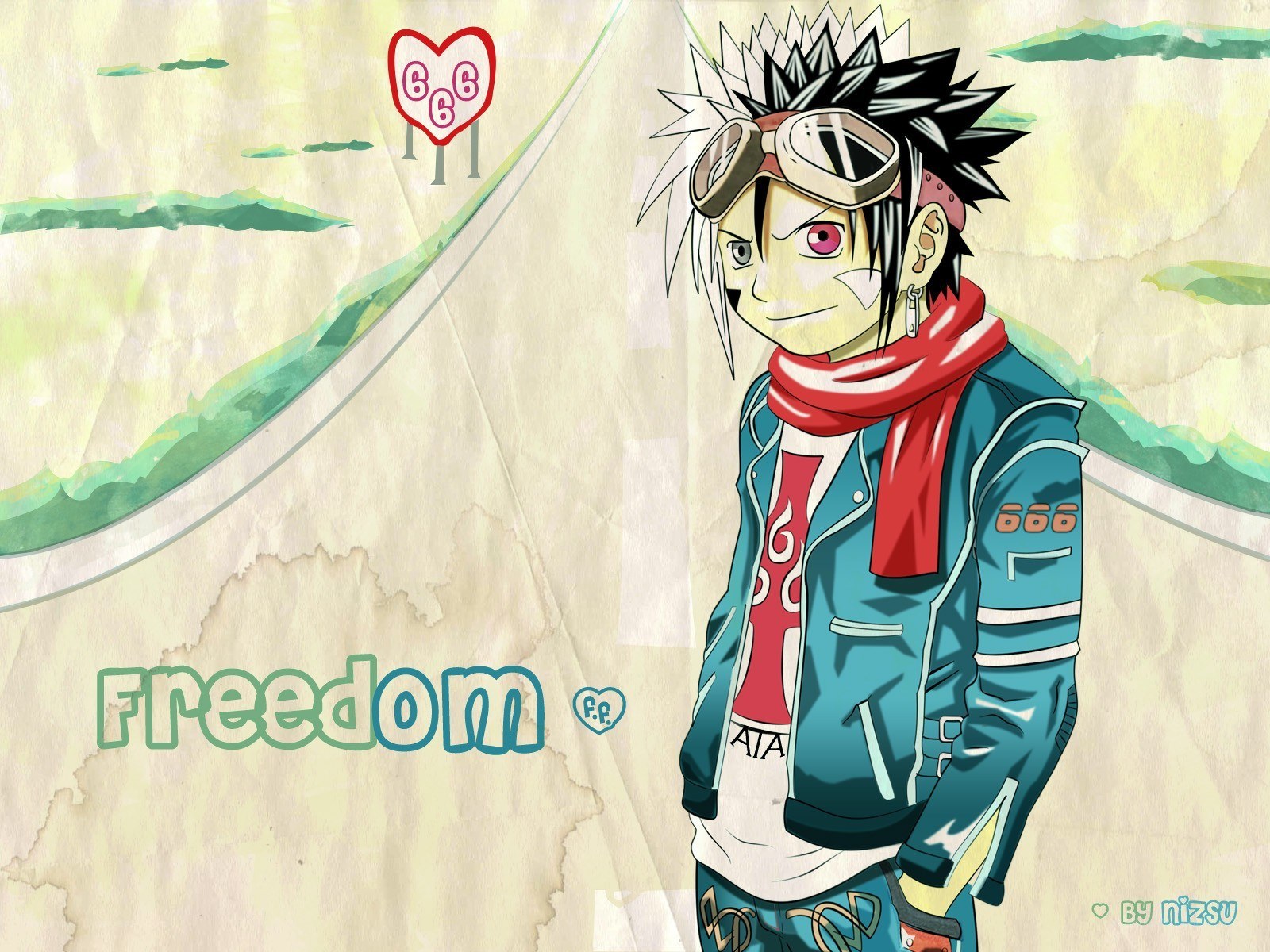 Anime character with red scarf