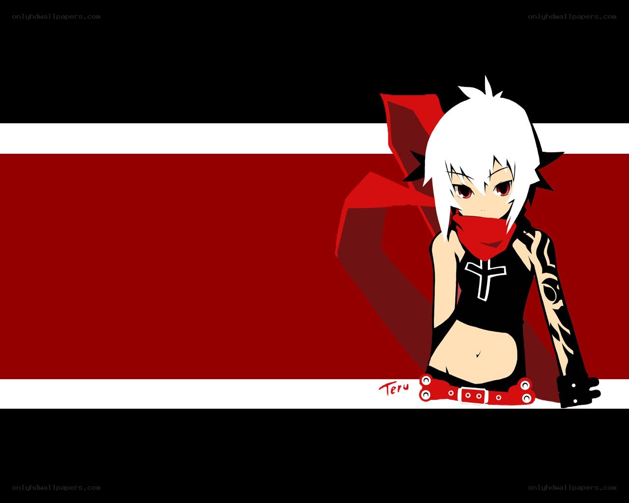 anime character with red scarf