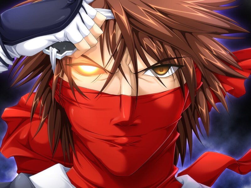 Anime Character with Red Scarf — Dramatic, Manga