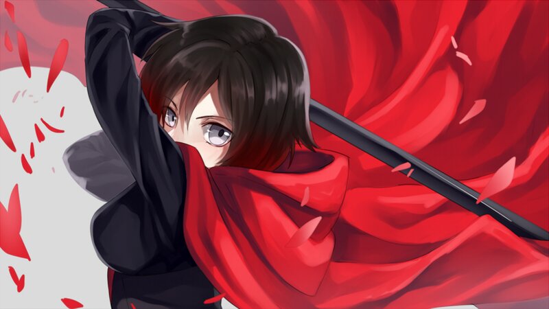 Anime Character with Red Scarf — Dramatic, Sword