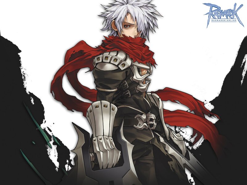 Anime Character with Red Scarf — White, Dramatic, Manga