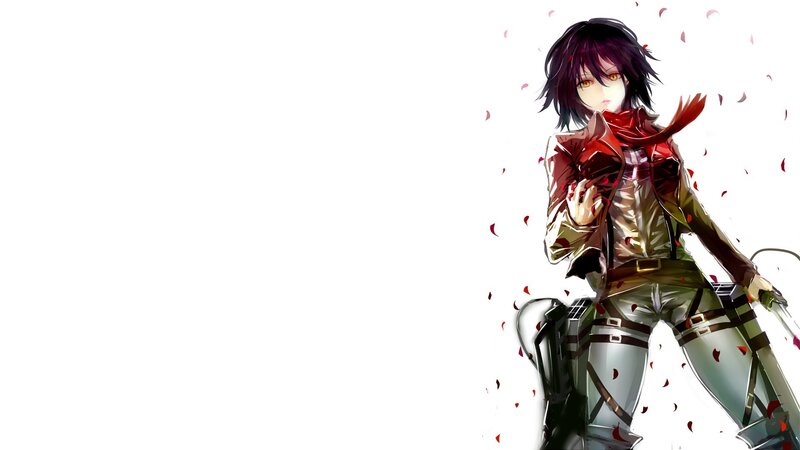 Anime Character with Red Scarf — White, Dramatic