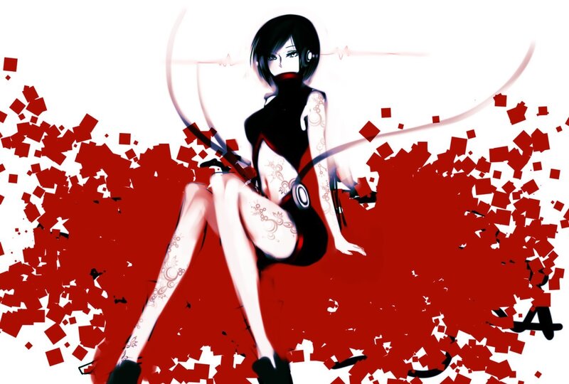 anime character with red splatters