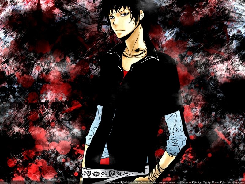 anime character with red splatters