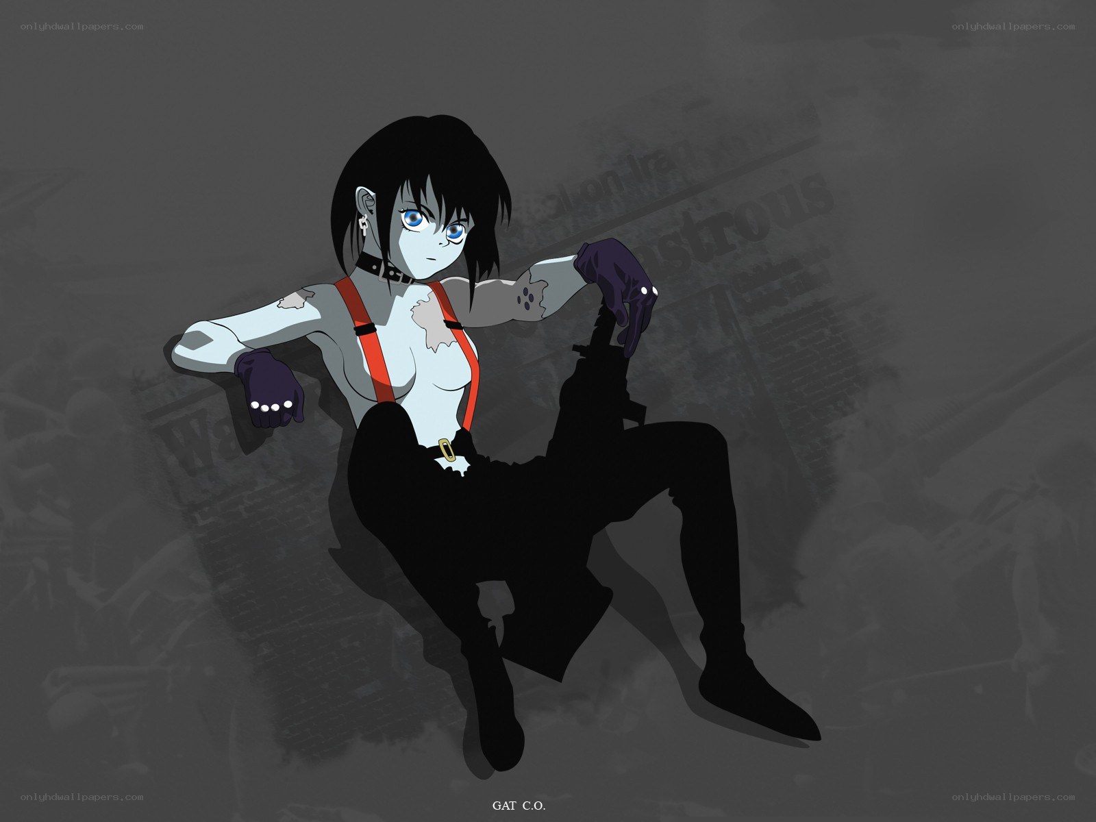 anime character with red suspenders