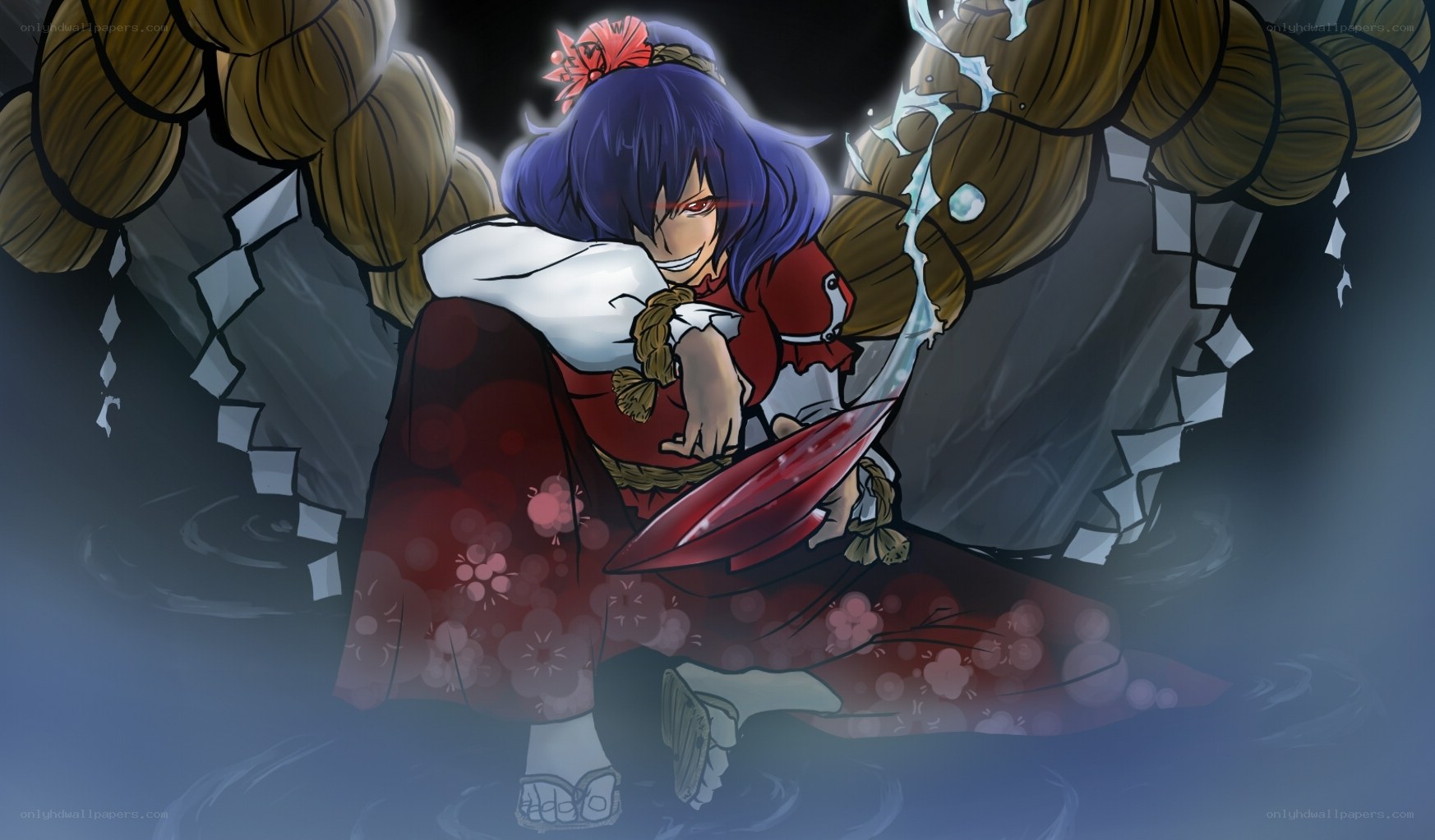 anime character with red sword