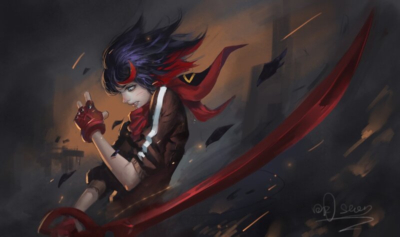 Anime Character with Red Sword — Dramatic, Digital Art