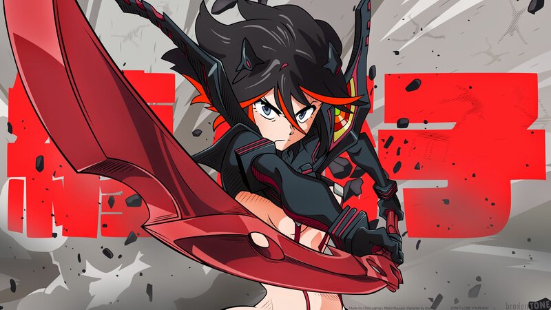 Anime Character with Red Sword — Dramatic, Shattered Wall
