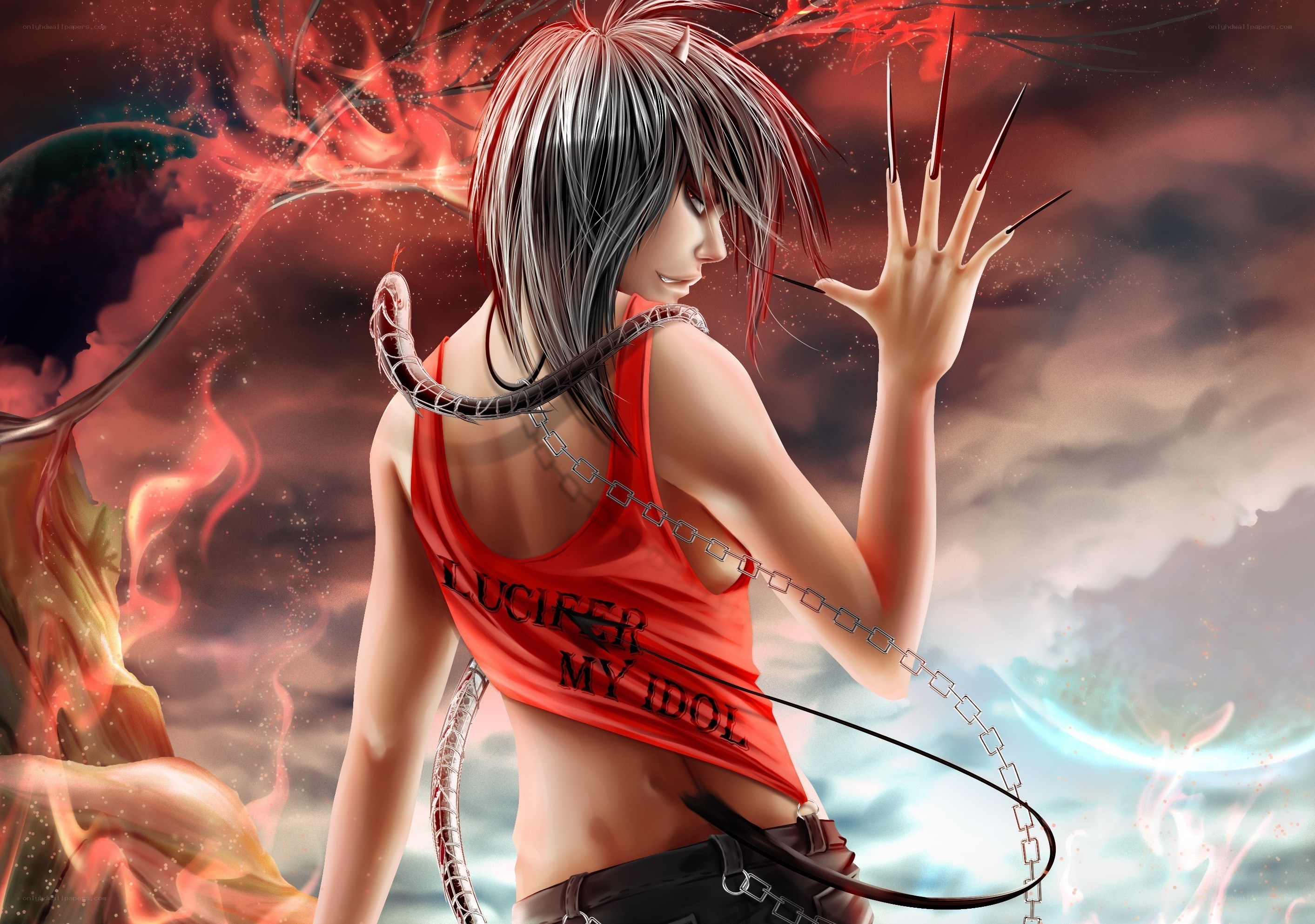Anime character with red tank top