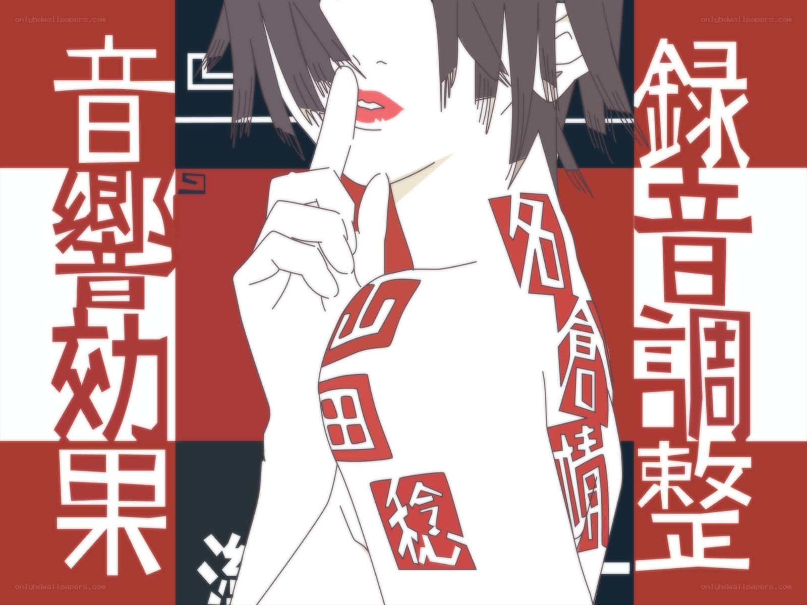 anime character with red text