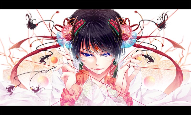 Anime Character with Red Threads