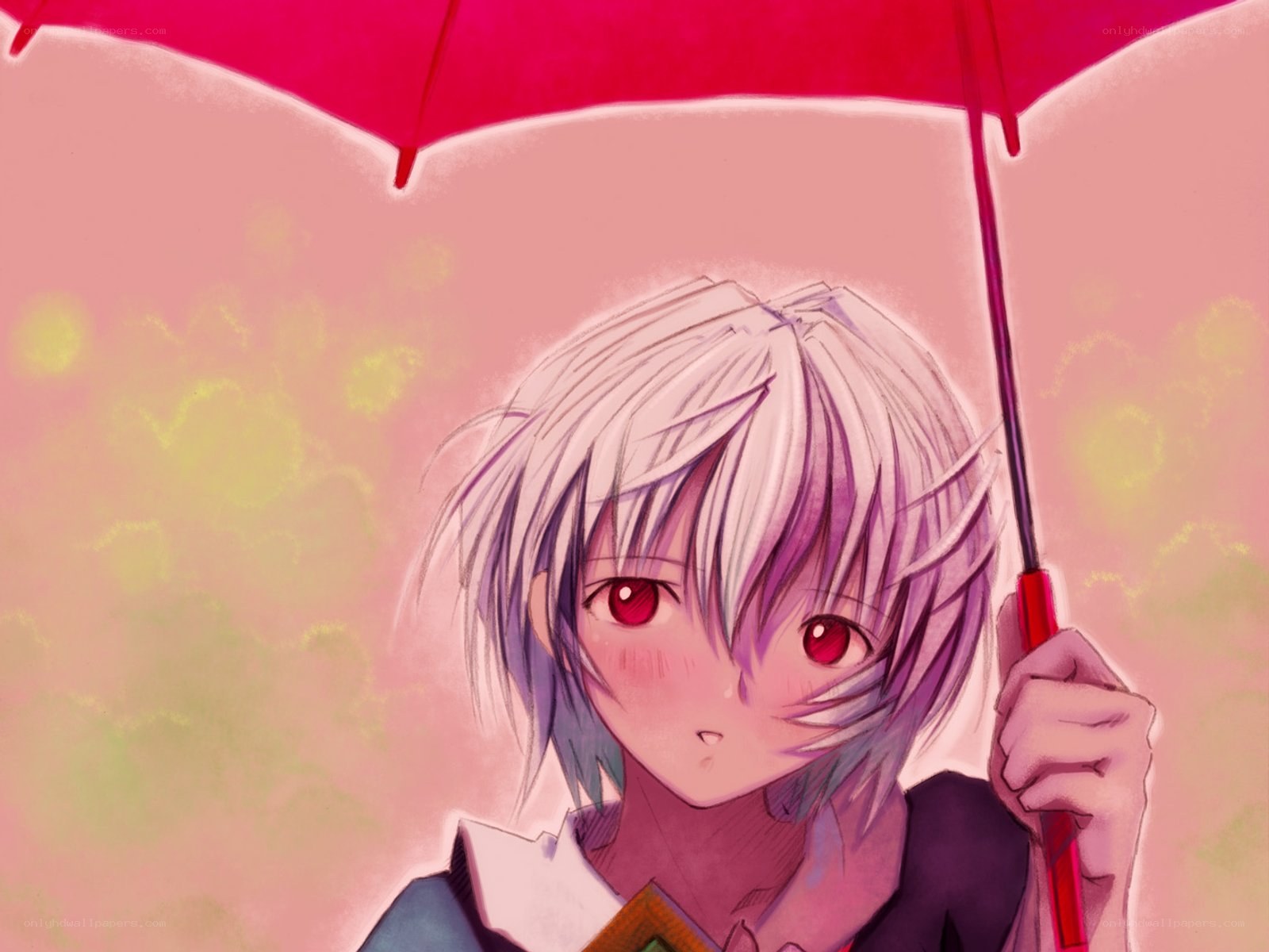 anime character with red umbrella