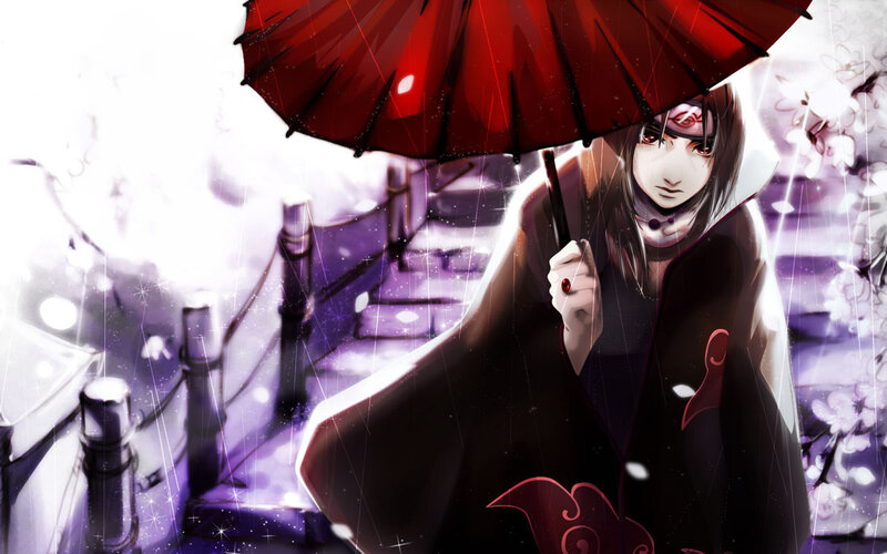 Anime Character with Red Umbrella — Dramatic, Spring