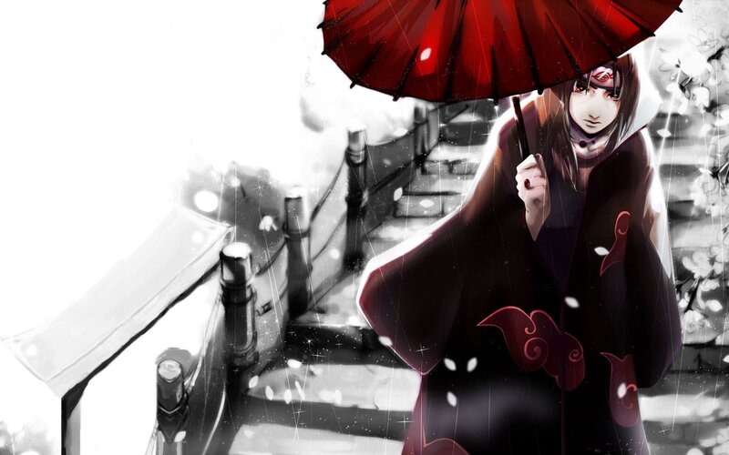 Anime Character with Red Umbrella — Dramatic