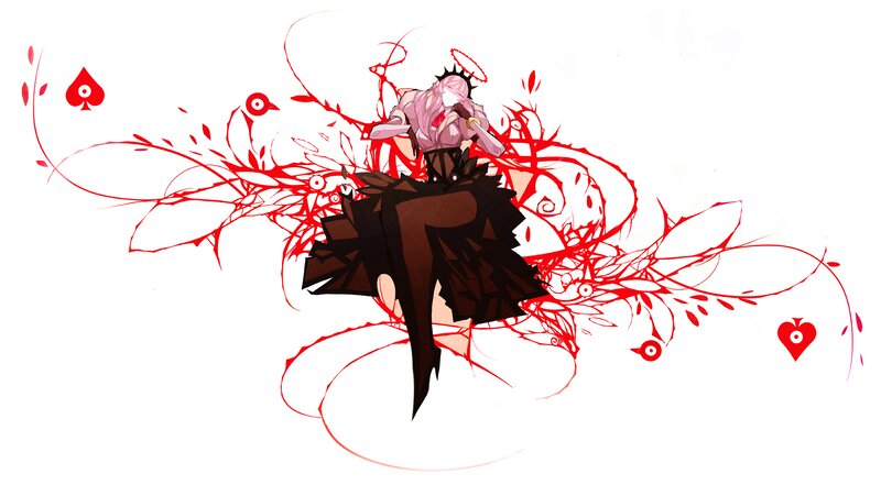 Anime Character with Red Vines — Dramatic, Digital Art, Spades
