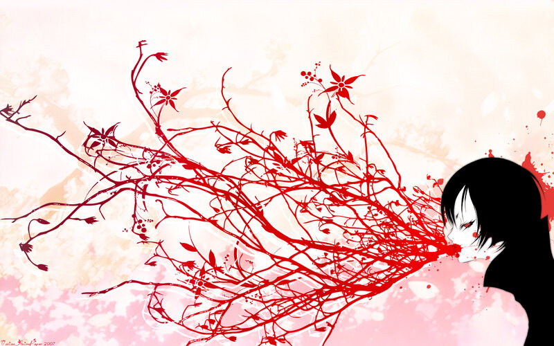 Anime Character with Red Vines — Dramatic