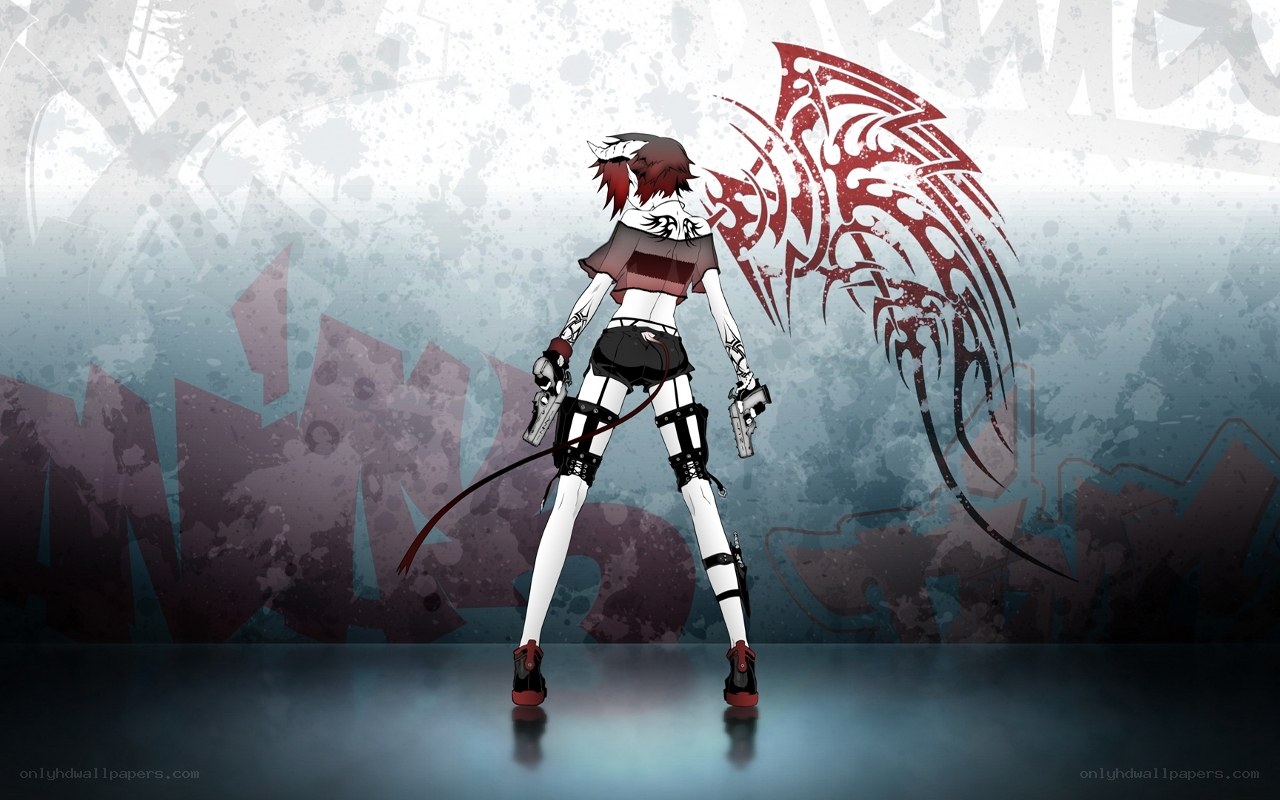 anime character with red wings