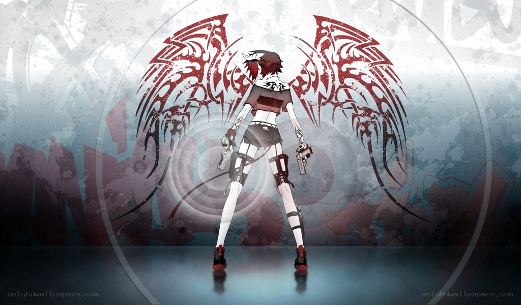 anime character with red wings