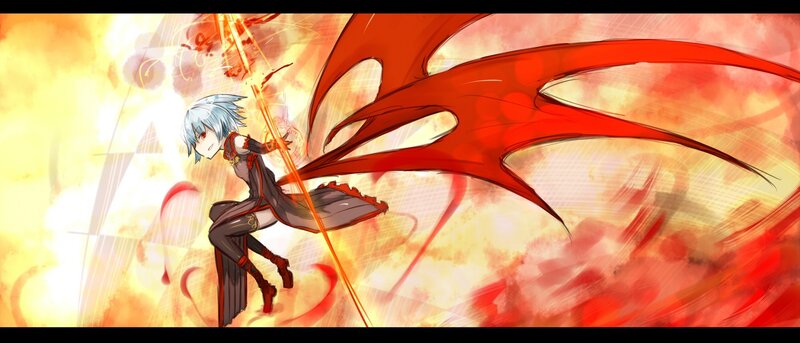 anime character with red wings