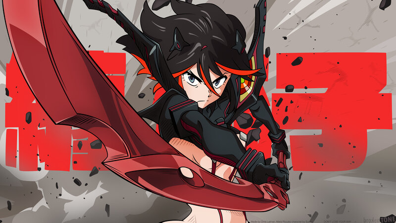 Anime Character with Red Wings — Black, Dramatic, Intense
