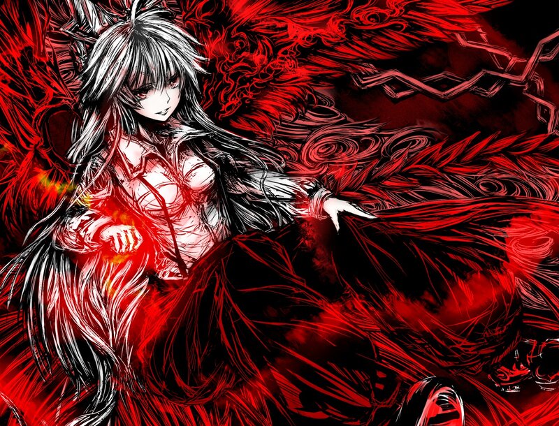 Anime Character with Red Wings — Dramatic, Manga