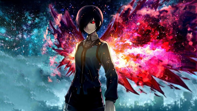anime character with red wings