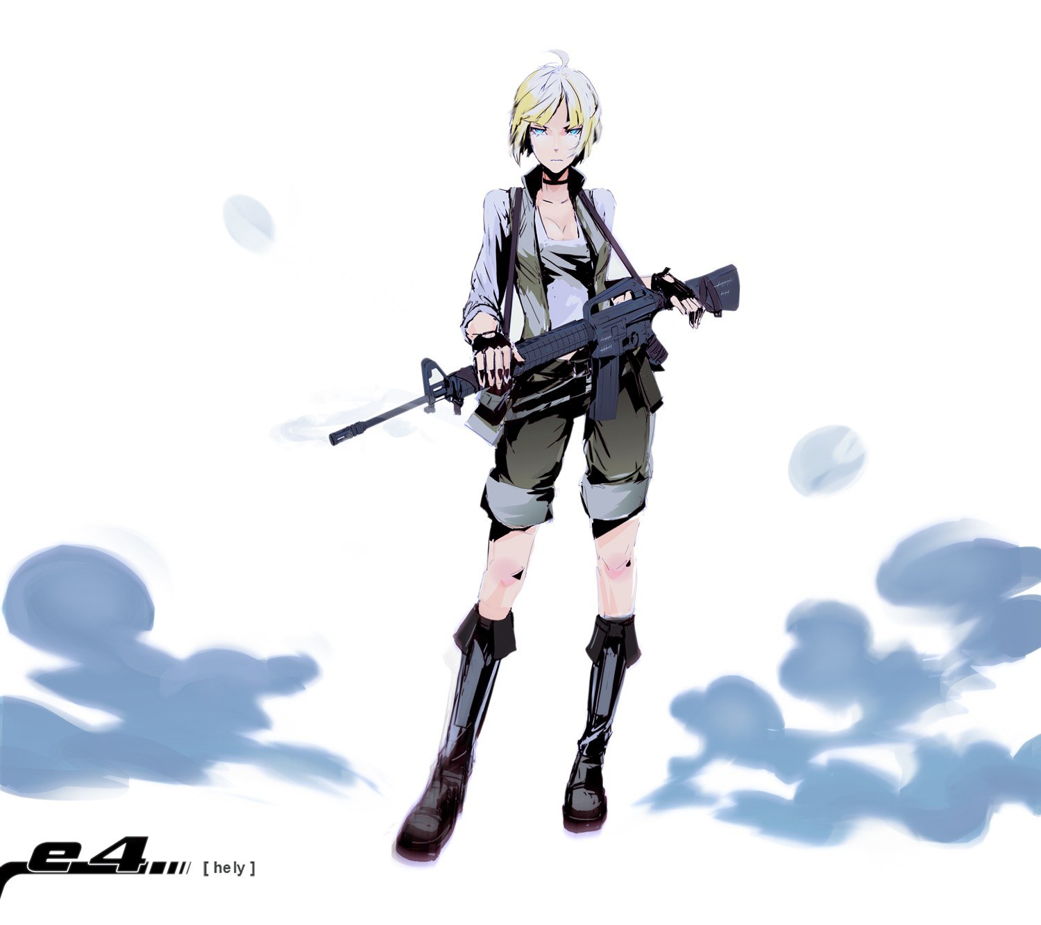 anime character with rifle