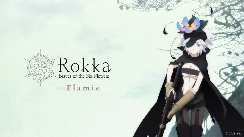 Anime Character with Rifle — Black, Dramatic, Flower Hat