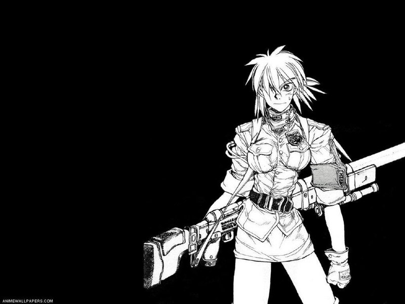 Anime Character with Rifle — Black, Dramatic, Manga, Gloves