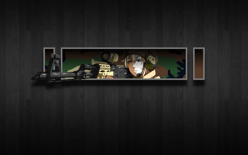Anime Character with Rifle — Black, Serious, Headset