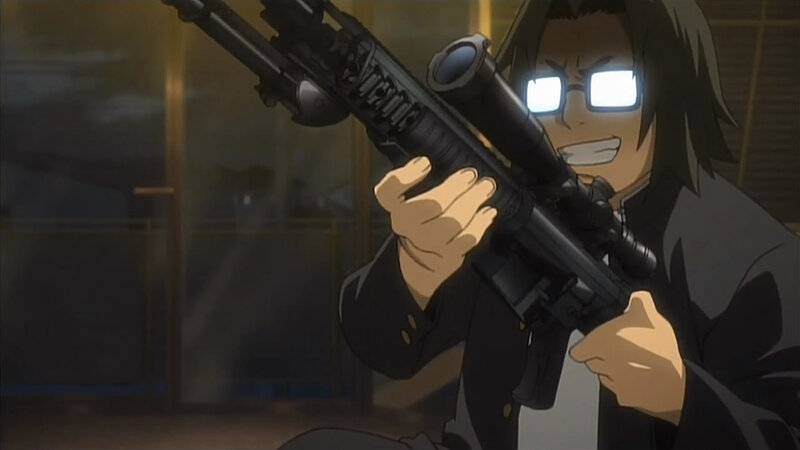Anime Character with Rifle — Black